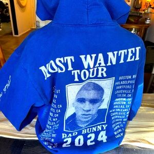 BAD BUNNY- Medium-  BLUE MOST WANTED TOUR Hoodie